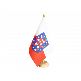 Tischflagge Deutschland Thüringen - 32cm Holz Sockel Mit Aufkleber