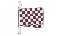 Fahnenkette Karo Violett-Weiß - 15 x 22 cm