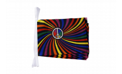 Fahnenkette Regenbogen Peace Swirl - 15 x 22 cm