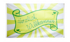 Balkonflagge Herzlich Willkommen Banderole - 90 x 150 cm