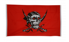 Balkonflagge Pirat auf rotem Tuch - 90 x 150 cm