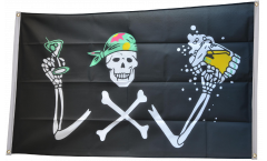 Balkonflagge Pirat mit Bier - 90 x 150 cm