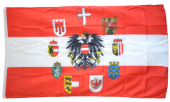 Flagge Österreich mit Adler und Wappen der 9 Länder