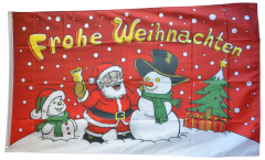 Flagge Frohe Weihnachten Schneemann rot