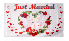 Flagge Just Married mit Herzchen