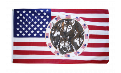 Flagge USA mit 4 Wölfen