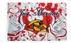 Flagge mit Hohlsaum Just Married Tauben
