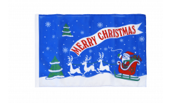 Flagge mit Hohlsaum Merry Christmas Weihnachtsmann mit Schlitten