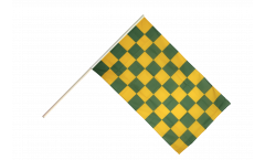Stockflagge Karo Grün-Gelb