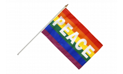 Stockflagge Regenbogen mit PEACE