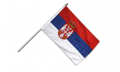 Stockflagge Serbien mit Wappen