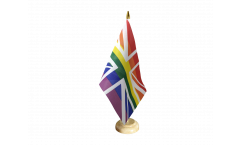 Tischflagge Großbritannien Regenbogen