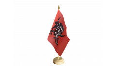 Tischflagge Pirat auf rotem Tuch