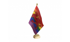 Tischflagge Regenbogen mit walisischem Drachen