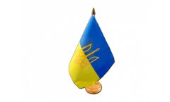 Tischflagge Ukraine mit Wappen